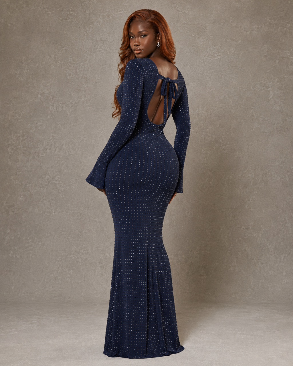 Midnight Crystal Gown - open back detail