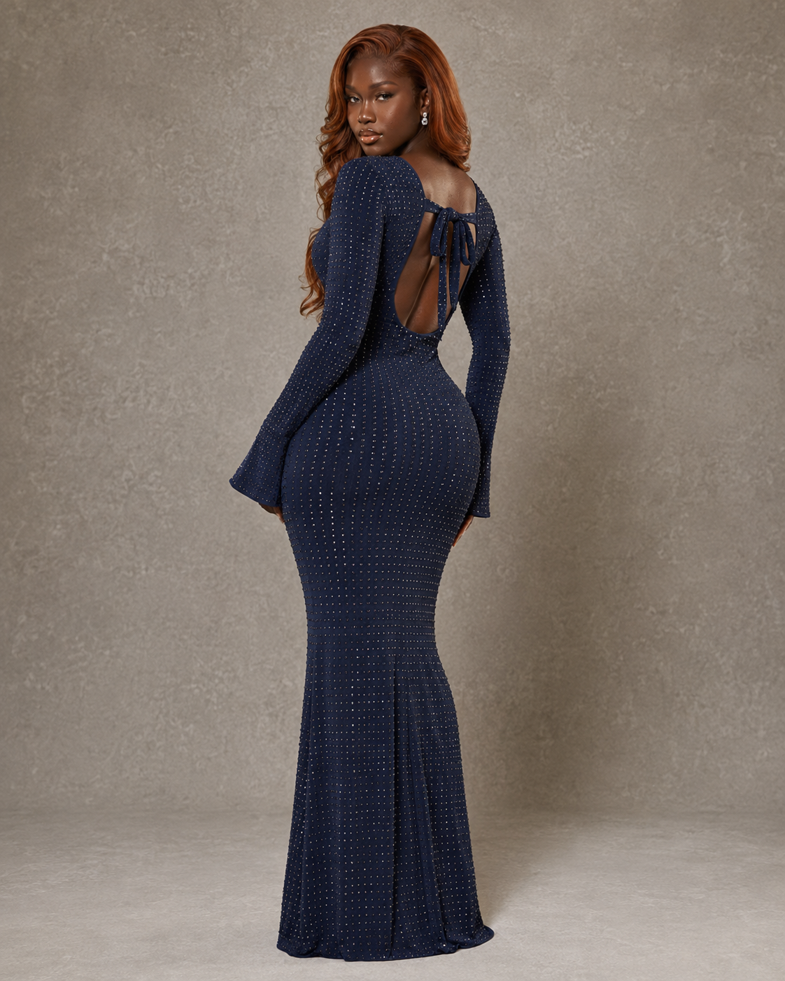 Midnight Crystal Gown - open back detail